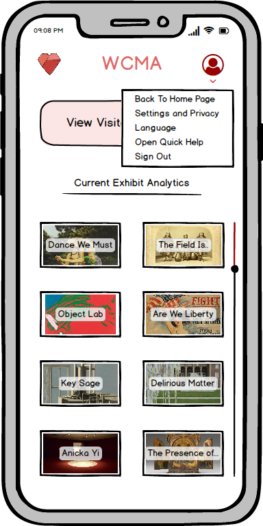 Home Screen with User Menu